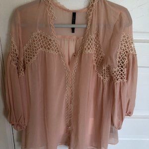 Blush silk top with detailing